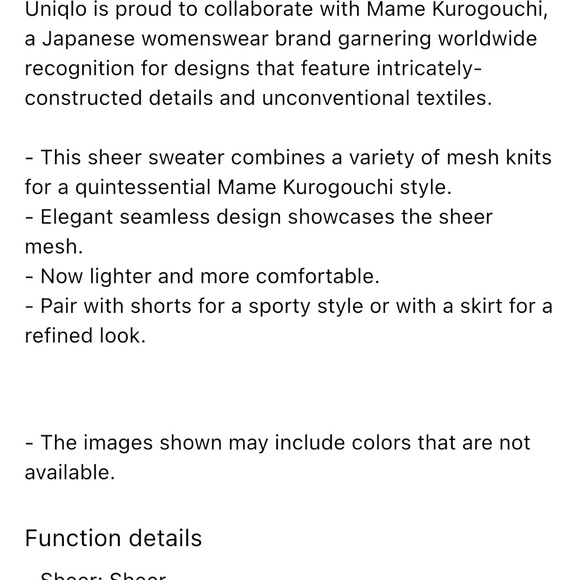 Uniqlo x Mame kurogouchi 3D Knit Mesh Half Sleeve Sweater Cream - Picture 8 of 9